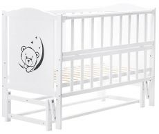 Ліжко Babyroom Тедді Т-02 фігурний бильце, маятник поздовжній, відкидний бік, білий